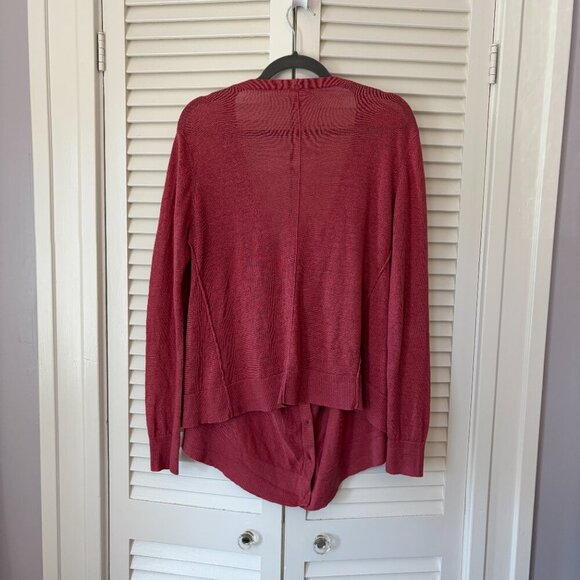Garnet Hill women's cocoon cardigan sweater red pink linen medium buttons - Picture 5 of 9